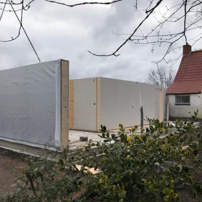 Plaatsen HSB-wanden begane grond