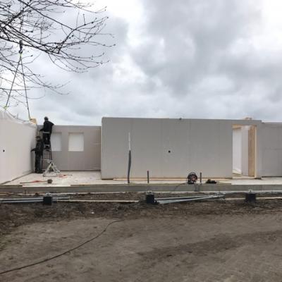 Plaatsen HSB-wanden begane grond